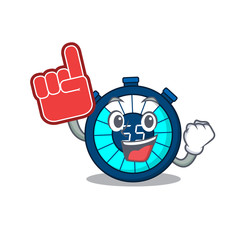 Hourglass presented in cartoon character design with Foam finger