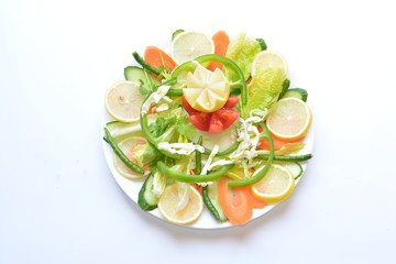 salad, lemon capsicum, cucumber, green chilly, arabic food