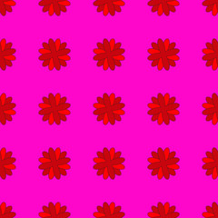 Vector flower seamless pattern. Abstract minimal geometric texture. Simple red ornament with small flower shapes. Elegant repeat design for wallpapers, wrapping, fabric, textile, web