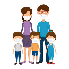Fototapeta premium parents with children using face mask vector illustration design