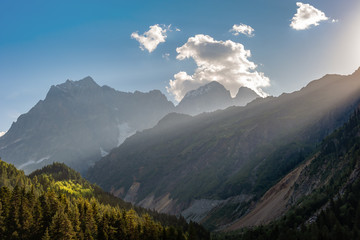 Beautiful landscape with sunny day in mountains