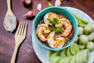 thai spicy shrimp in bowl