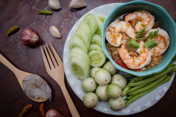 thai spicy shrimp in bowl
