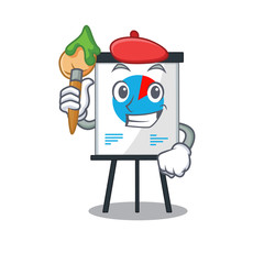 A creative corona graph artist mascot design style paint with a brush