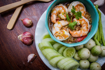 thai spicy shrimp in bowl
