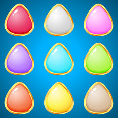 Gems triangle 9 colors for puzzle games.