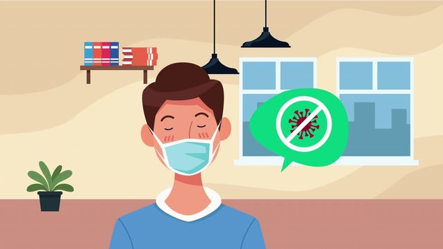 stop covid19 campaign with man using face mask