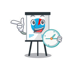 Corona graph mascot design concept smiling with clock