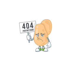 Sad face of sarcina cartoon character raised up 404 boards