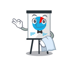 A cartoon character of corona graph waiter working in the restaurant