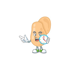 Sarcina mascot design concept holding a circle clock