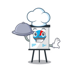 Corona graph chef cartoon character serving food on tray