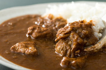 コトコト煮込んだチキンカレーのアップ