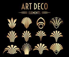 Geometric Art Deco Ornaments or Decoration Elements - obrazy, fototapety, plakaty