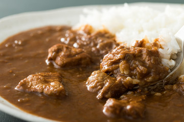 コトコト煮込んだチキンカレーのアップ