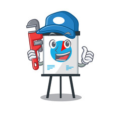 Fototapeta premium Corona graph Smart Plumber cartoon character design with tool