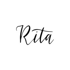 Fototapeta na wymiar Rita - hand drawn calligraphy personal name. Brush Lettering logo for menu, invitation, banner, postcard, t-shirt, prints and posters. Vector illustration.