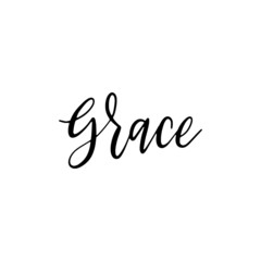 Grace - hand drawn calligraphy personal name. Brush Lettering logo for menu, invitation, banner, postcard, t-shirt, prints and posters. Vector illustration.
