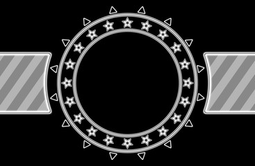 Circle frame in black background. Illustration.
