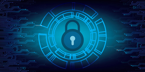 Obraz premium Key lock security system abstract technology Dark blue background