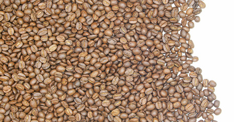 many coffee beans. isolated on a white background