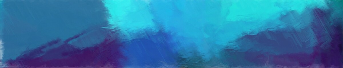 abstract natural long wide horizontal background with teal blue, turquoise and very dark violet colors