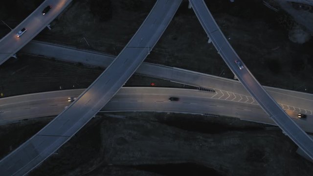 Freeway and traffic from above at night. Tulsa, Oklahoma