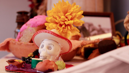 Fototapeta na wymiar Mexican altar for Day of the Dead celebration
