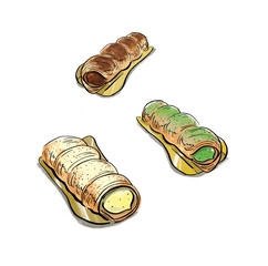 Pastry custard cream chocolate bread