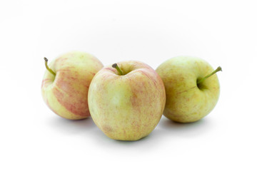 three isolated apples on a white background