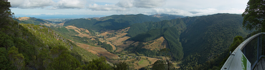 Fototapeta na wymiar View from Hawkes Lookout at Takaka Hill in Tasman Region on South Island of New Zealand 