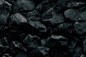 Natural fire ashes with dark grey black coals texture. It is a flammable black hard rock.  Space for text.