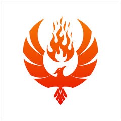 Flying Phoenix Fire Bird abstract Logo design vector template. Dove Eagle Logotype concept icon