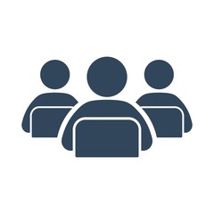 Group of business people working in office and talking. Flat icon design.