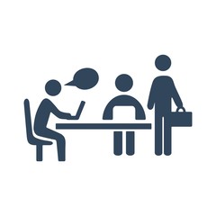 Group of business people working in office and talking. Flat icon design.