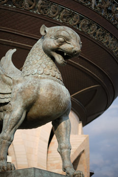 May in Kazan with Tatar folk creature near the registry office named &laquo;chasha&raquo;. This beast is Guardian of Russian Kazan City