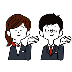 おすすめをする接客業の男女