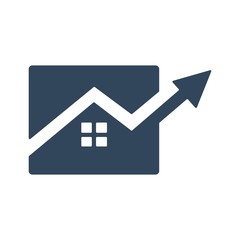 Fototapeta na wymiar Real state prices increase. Rental property growth icon. Flat icon design.