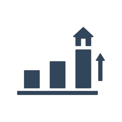 Real state prices increase. Rental property growth icon. Flat icon design.