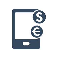 Mobile banking icon. Mobile payment transaction sign. Flat icon design.