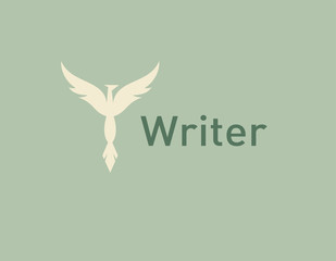 Creative logo icon pen with wings for writers club