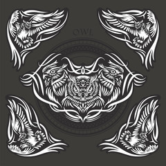 Stylized vector illustration of an owl