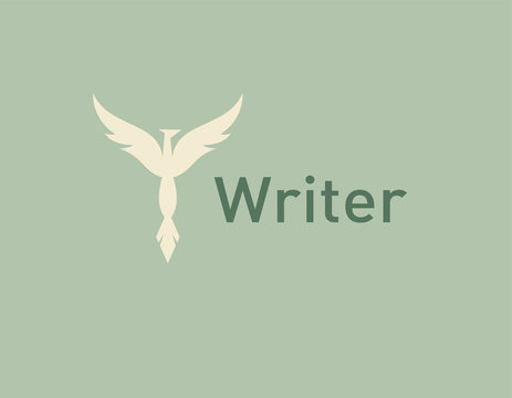 Creative Logo Icon Pen With Wings For Writers Club