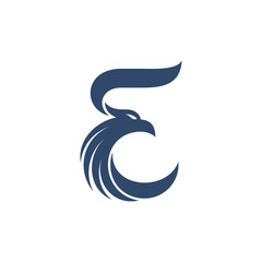 Eagle letter E logo design, creative monogram combination bird logo vector