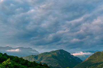Stormy sunset in the italian countryside