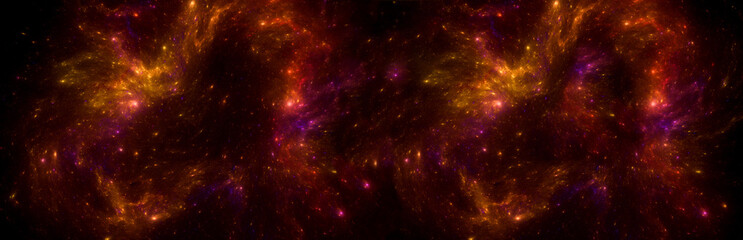 Infinity. Star field background . Magic yellow purple glow night sky.