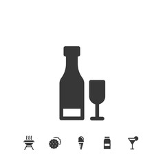 wine bottle and glass icon vector illustration for website and graphic design