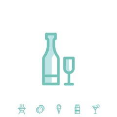 wine bottle and glass icon vector illustration for website and graphic design