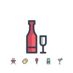 wine bottle and glass icon vector illustration for website and graphic design