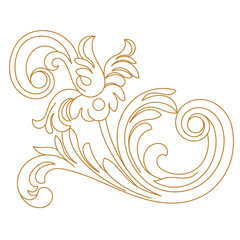 Fototapeta premium Golden vintage baroque ornament, corner. Retro pattern antique style acanthus. Decorative design element filigree calligraphy vector